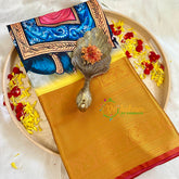 Blue Yellow Digital Kalamkari Soft Silk Saree -VS3175